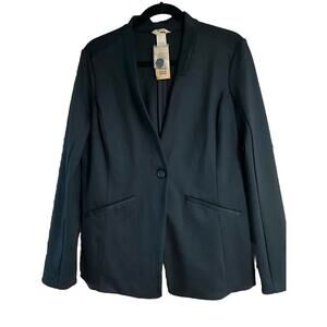 Duluth Trading Co Ponte Pro Blazer Jacket Sz. 10 Black Stretch Travel Career NWT